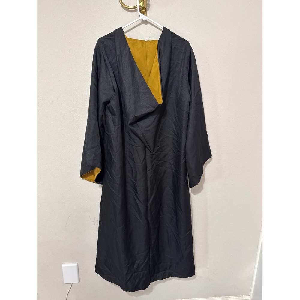 Harry Potter Hufflepuff Robe Adult Large Black Yellow Cosplay Costume 49" long - Picture 3 of 6